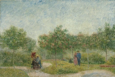 Jardin à Montmartre avec des amoureux
